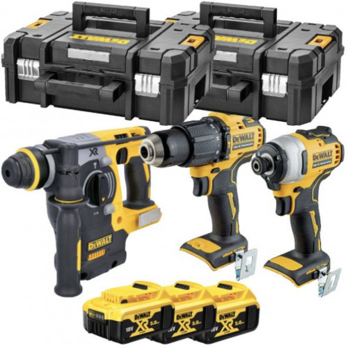 DeWALT DCK377P3T-QW Akkus gépszett (DCD708+DCF809+DCH273+18V/3x5,0Ah) 2xTstak